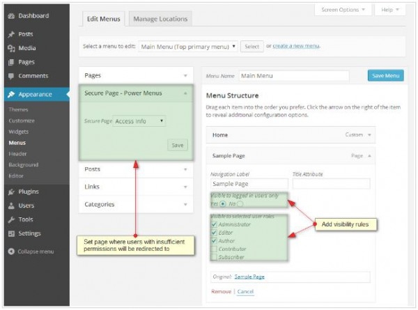 Power Menus: плагин для настройки доступа к страницам и записям Power Menus: плагин для настройки доступа к страницам и записям