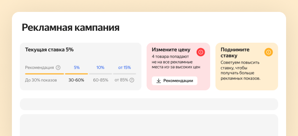 
            Яндекс Маркет начал показывать долю показов для рекомендованных ставок в РК
        