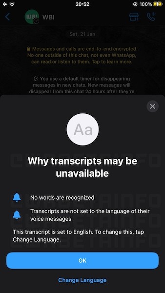 
            WhatsApp готовит к запуску функцию расшифровки голосовых сообщений
        