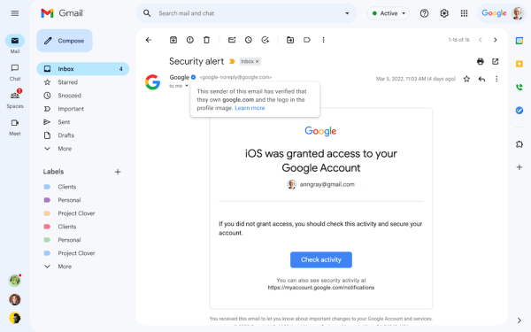 Gmail добавил синие галочки верификации для проверенных брендов
         
            Gmail добавил синие галочки верификации для проверенных брендов