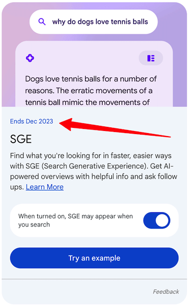 Google убрал дату окончания эксперимента SGE
         
            Google убрал дату окончания эксперимента SGE