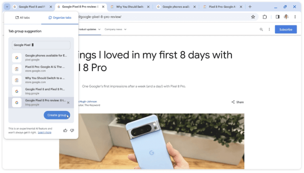 
            В Google Chrome появилась «умная» группировка вкладок и создание тем на основе ИИ
        