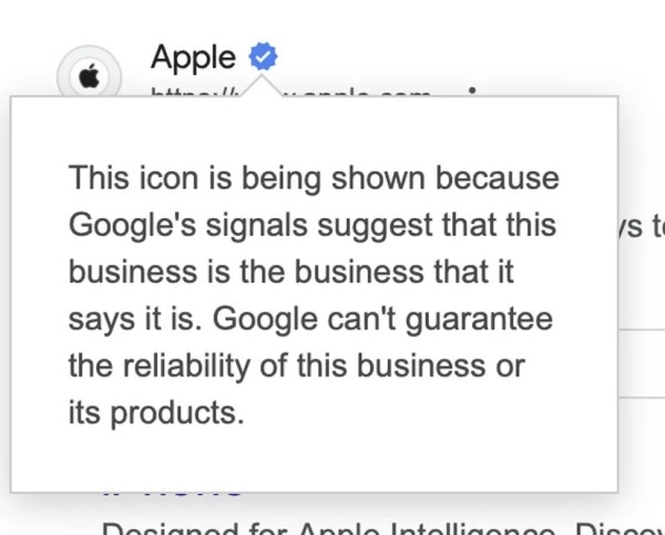 Google тестирует в выдаче синие галочки верификации для надежных сайтов Google тестирует в выдаче синие галочки верификации для надежных сайтов